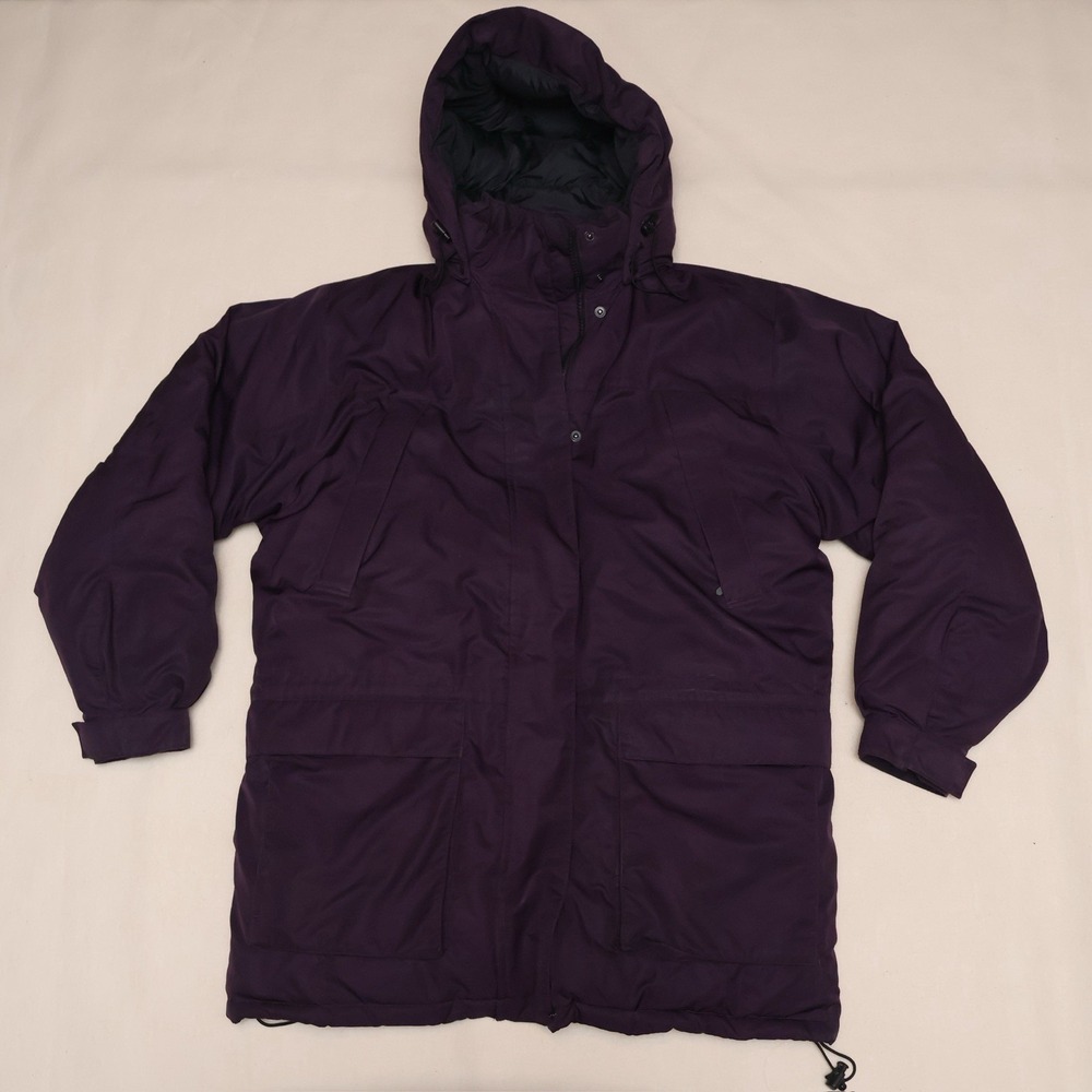 Eddie Bauer Womenβs XL Purple Goose Down Filled Hooded Parka Winter Coat Y2K